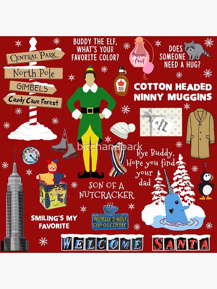 Buddy the Elf collage, Red background | Magnet