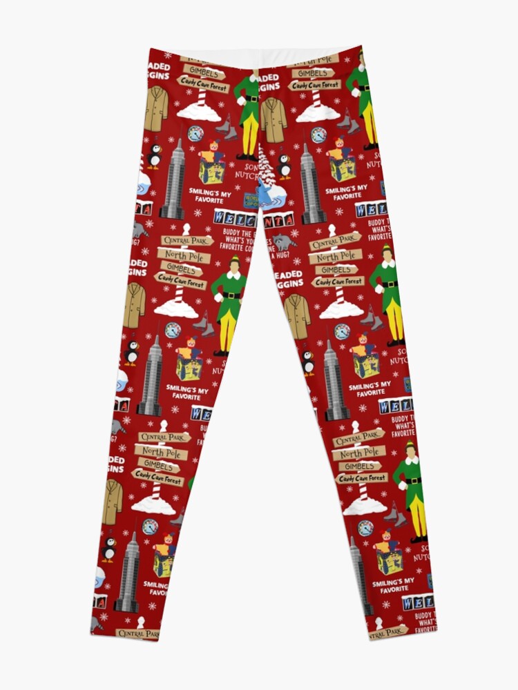 Buddy the Elf collage, Red background Leggings for Sale by birchandbark