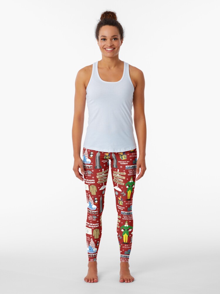 Buddy the Elf collage, Red background | Leggings