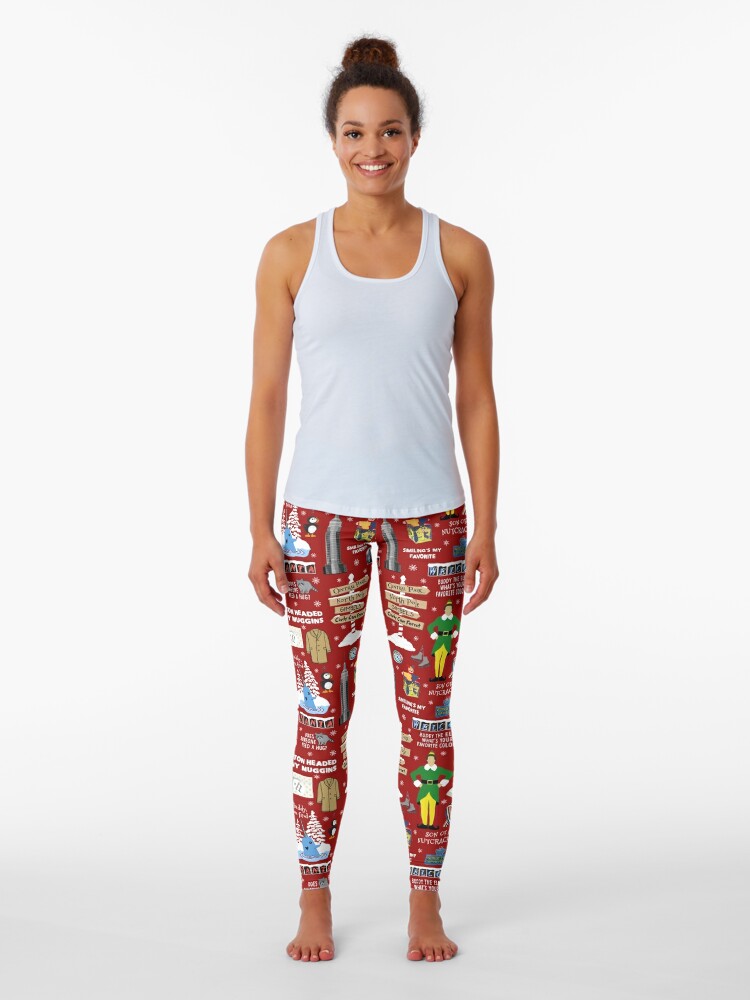 Buddy the Elf collage, Red background Leggings for Sale by birchandbark