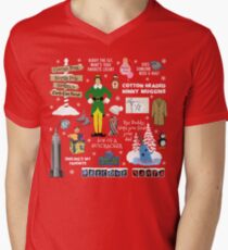 Buddy the Elf collage, Red background Men's V-Neck T-Shirt