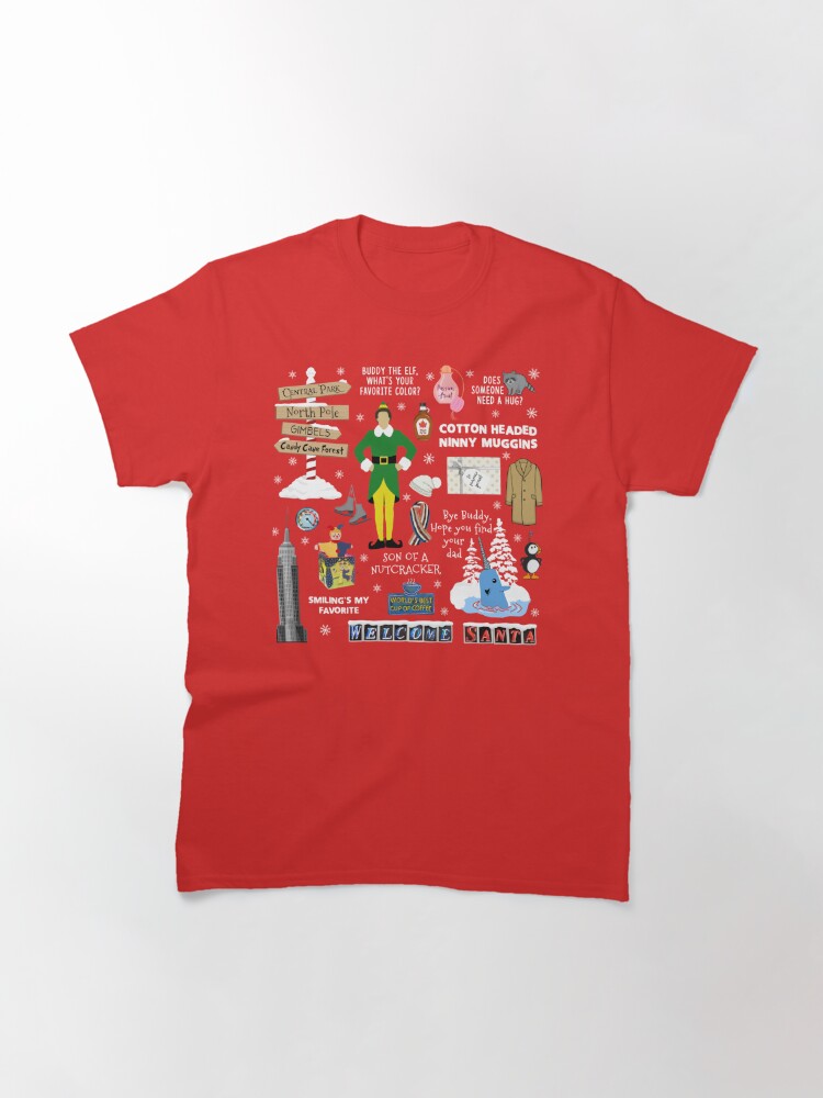 Disover Buddy the Elf collage, Red background Classic T-Shirt