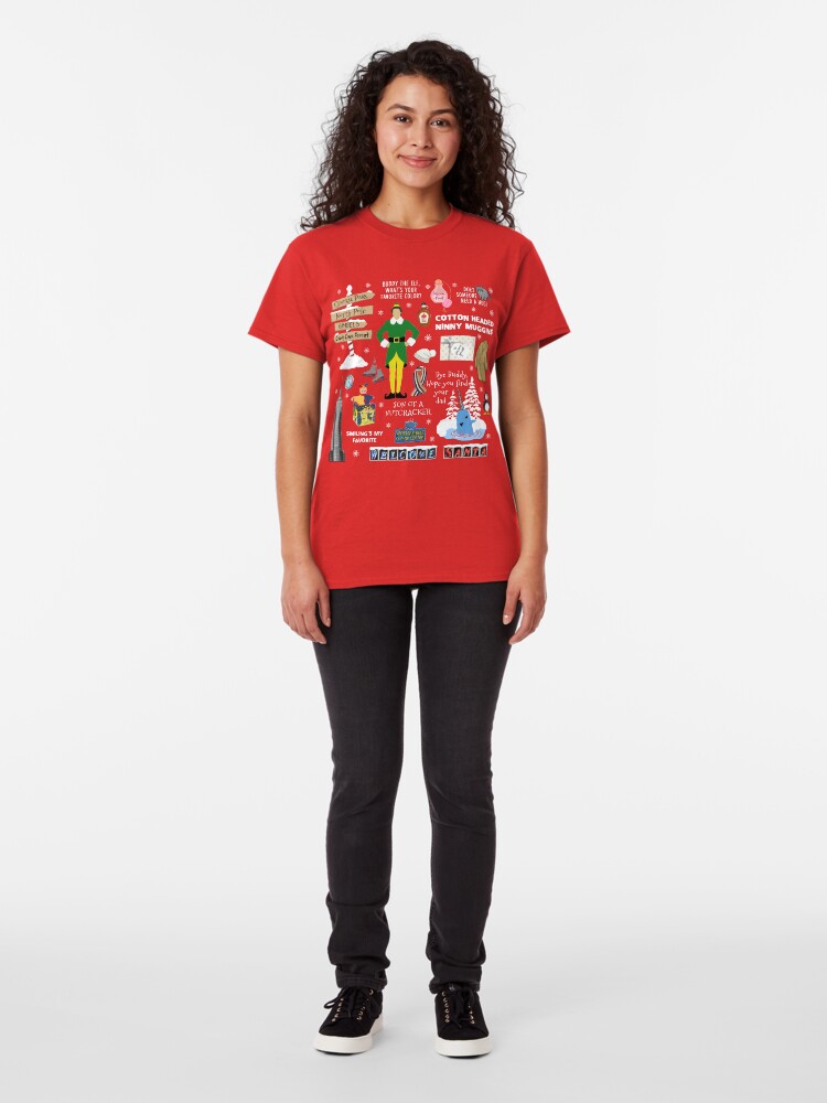 Alternate view of Buddy the Elf collage, Red background Classic T-Shirt