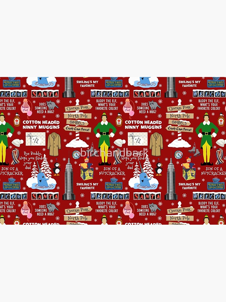 Buddy the Elf collage, Red background by birchandbark