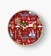 Buddy the Elf collage, Red background Clock