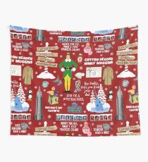 Buddy the Elf collage, Red background Wall Tapestry