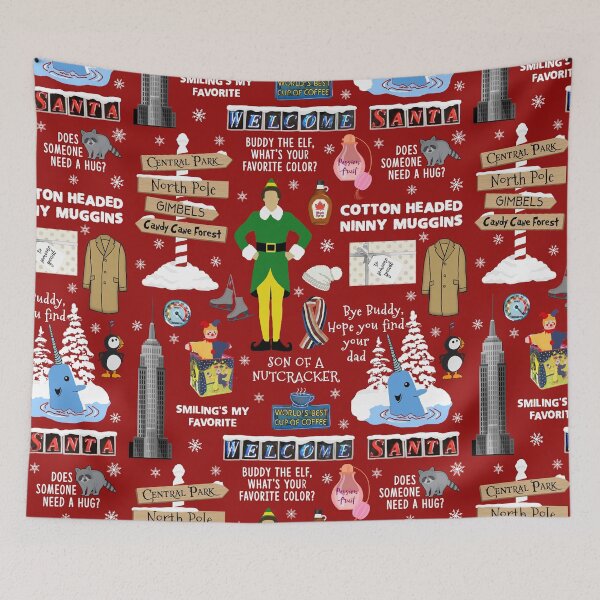 Item preview, Buddy the Elf collage, Red background designed and sold by birchandbark.