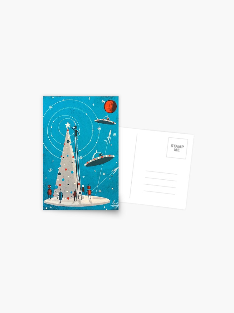 Thumbnail 1 of 2, Postcard, Xmas Machina designed and sold by elgatogomez.