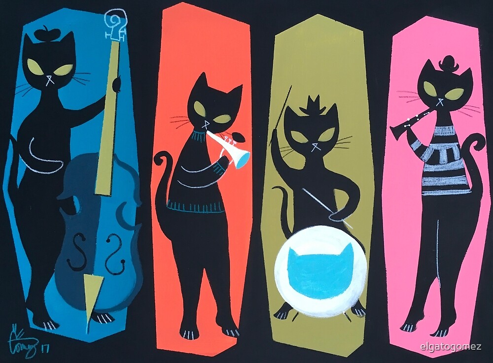 "Jazz Cats" by elgatogomez Redbubble