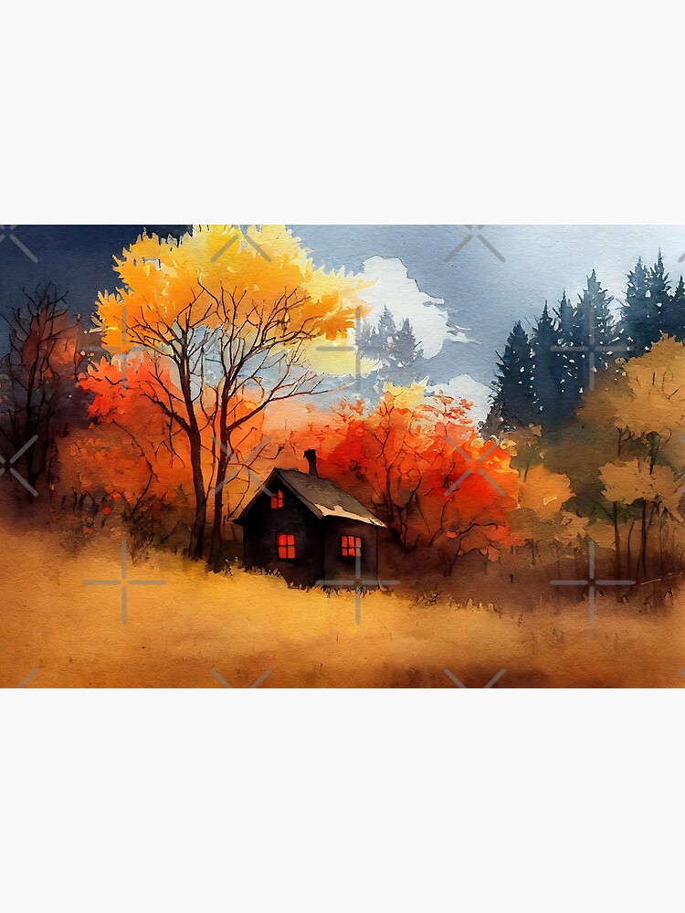 Digital Art Wall Painting for Home: Misty Autumn Day Painting