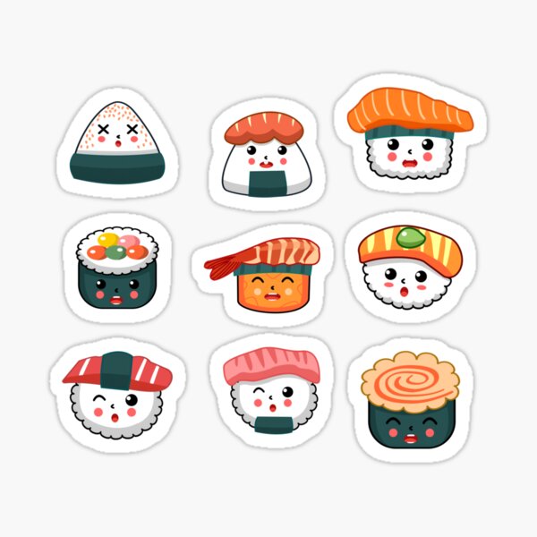 Kawaii Sushi Sticker Pack Sticker for Sale by ProjectX23