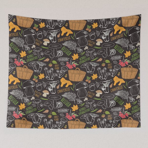 Item preview, Mushroom Hand Drawn Sketch Pattern designed and sold by foodiemarie.