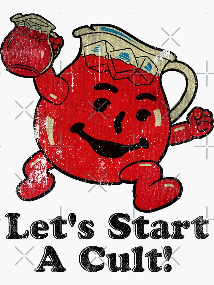 let-s-start-a-cult-kool-aid-man-sticker-for-sale-by-mike80s-redbubble