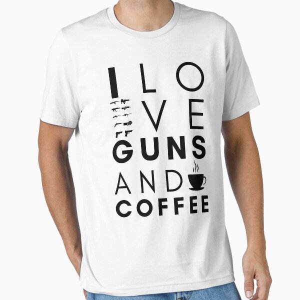 I Love My Guns & Coffee AR15 Parody T-Shirt - Funny Gun Lover Graphic Tee, 100% Cotton, Various Sizes