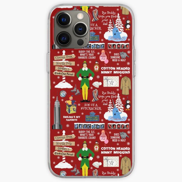 Buddy the Elf collage, Red background iPhone Soft Case