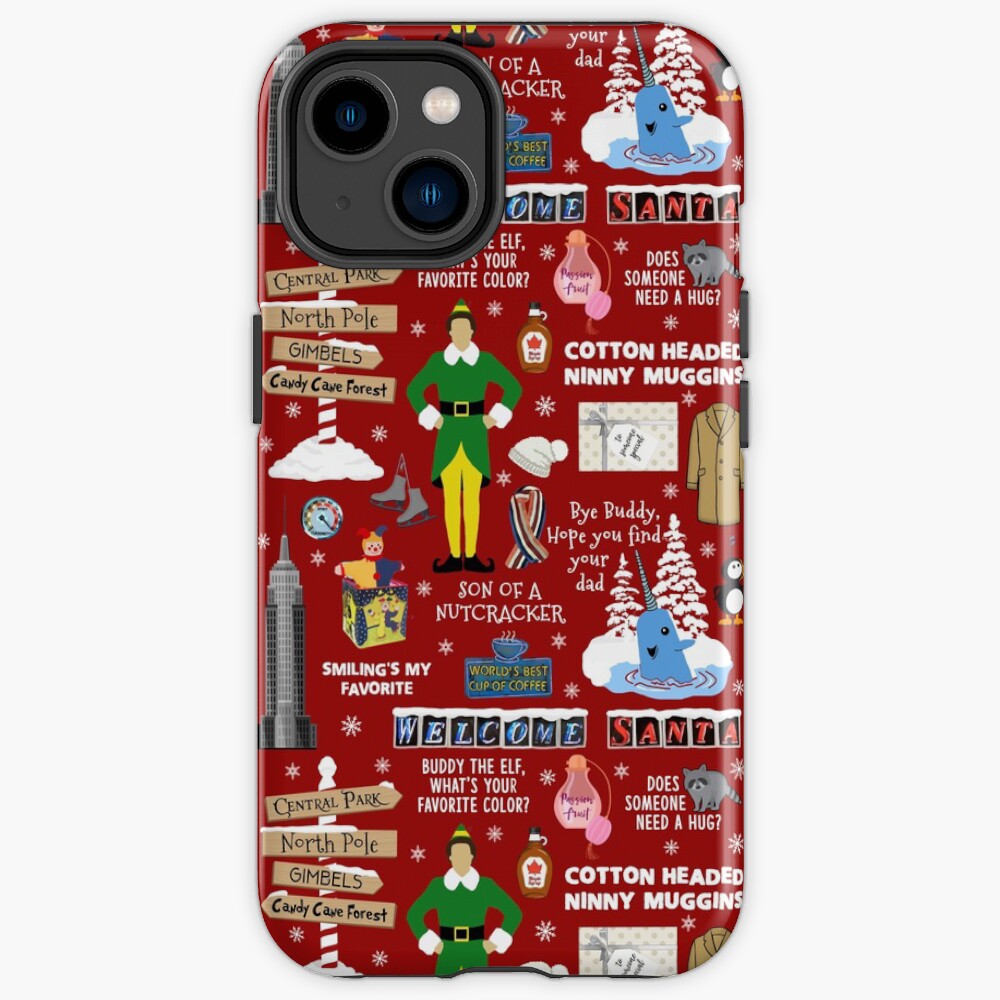 Buddy the Elf collage, Red background iPhone Case