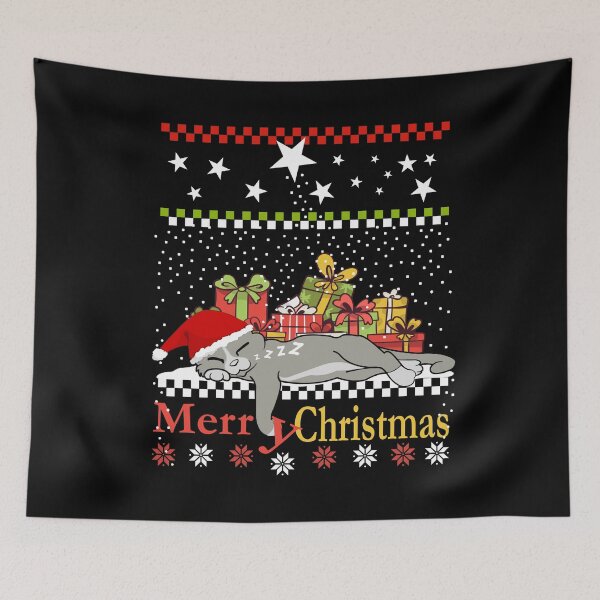 Item preview, Christmas Cat, tired cat with gifts in the snow designed and sold by ChrUzDesigner.