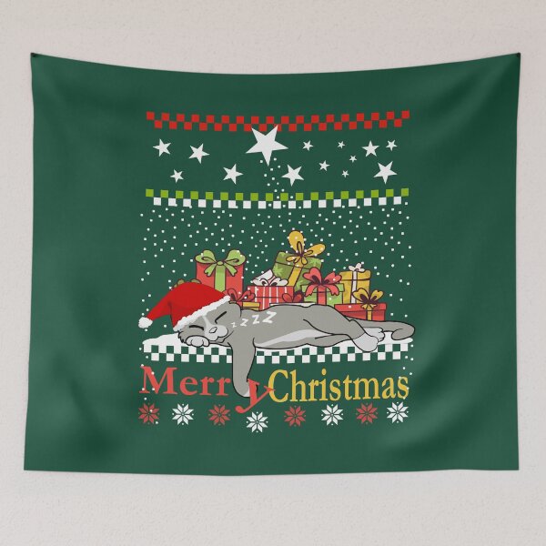 Item preview, Christmas Cat, tired cat with gifts in the snow designed and sold by ChrUzDesigner.