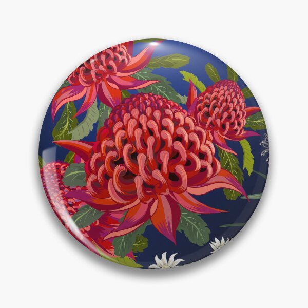 Item preview, Botanical Australian native flowers, Waratah, forals, red, blue, bright contemporary art designed and sold by chrissyink.