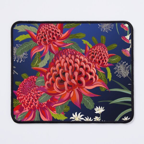 Item preview, Botanical Australian native flowers, Waratah, forals, red, blue, bright contemporary art designed and sold by chrissyink.