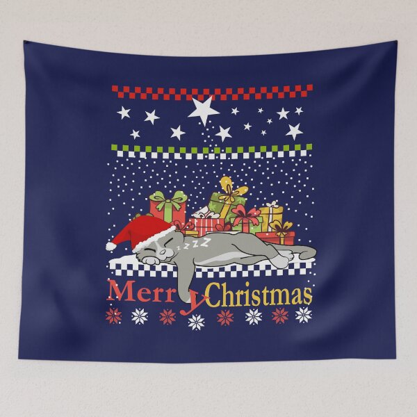 Item preview, Christmas Cat, tired cat with gifts in the snow designed and sold by ChrUzDesigner.