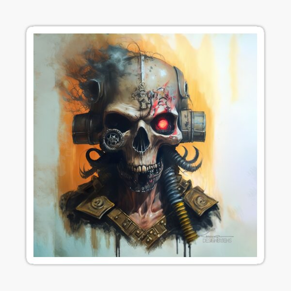 post apocalyptic rebel skull Sticker
