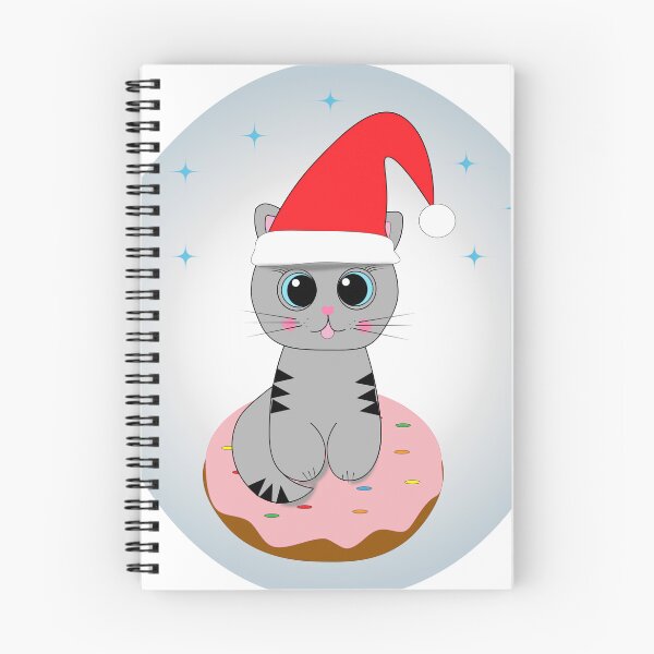 Item preview, Cute cartoon kitten wearing a Christmas hat designed and sold by Ingahaliullina.