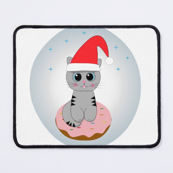 Item preview, Cute cartoon kitten wearing a Christmas hat designed and sold by Ingahaliullina.