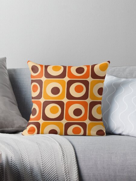 Item preview, 70s Retro Vintage Style Geometric Pattern Orange Brown and Yellow designed and sold by tonymagnerart.