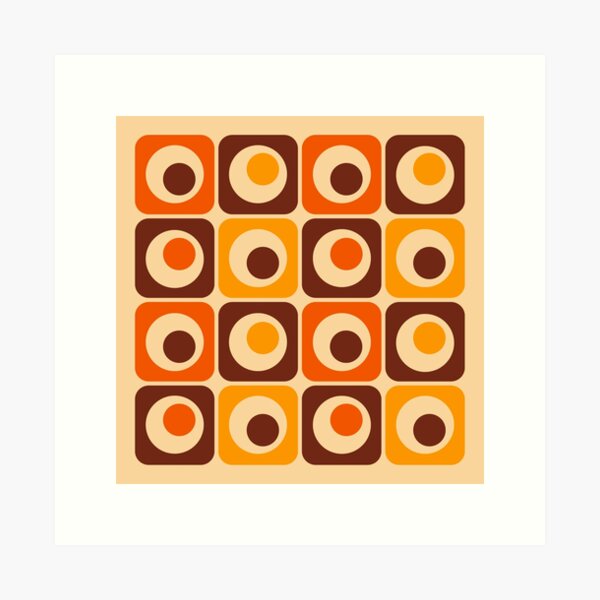 Item preview, 70s Retro Vintage Style Geometric Pattern Orange Brown and Yellow designed and sold by tonymagnerart.