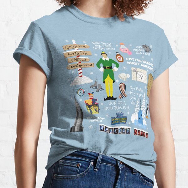 Buddy the Elf collage, Blue background Classic T-Shirt