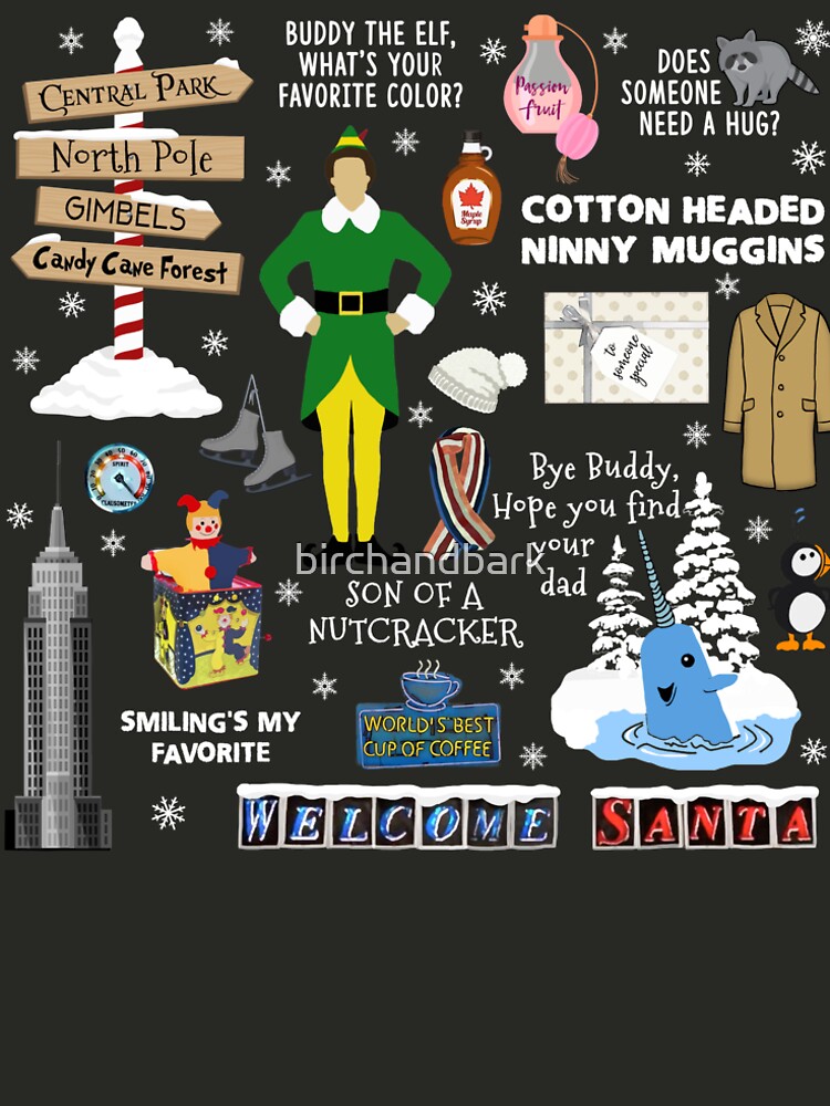 Buddy the Elf collage, Blue background by birchandbark