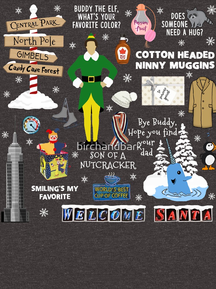 Buddy the Elf collage, Blue background by birchandbark