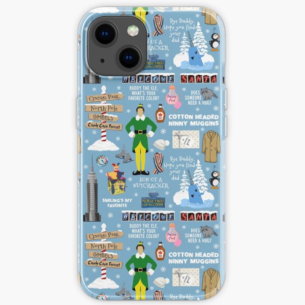 Buddy the Elf collage, Blue background iPhone Soft Case