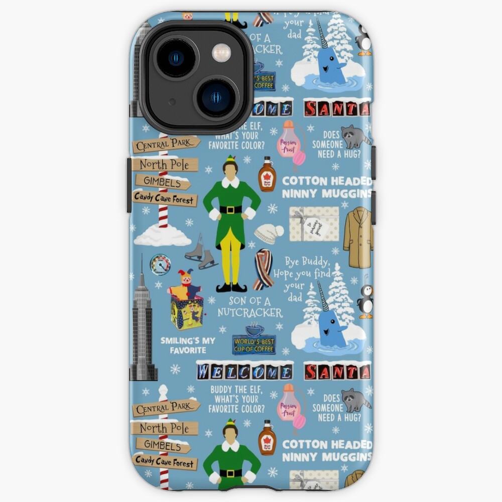 Buddy the Elf collage, Blue background iPhone Case