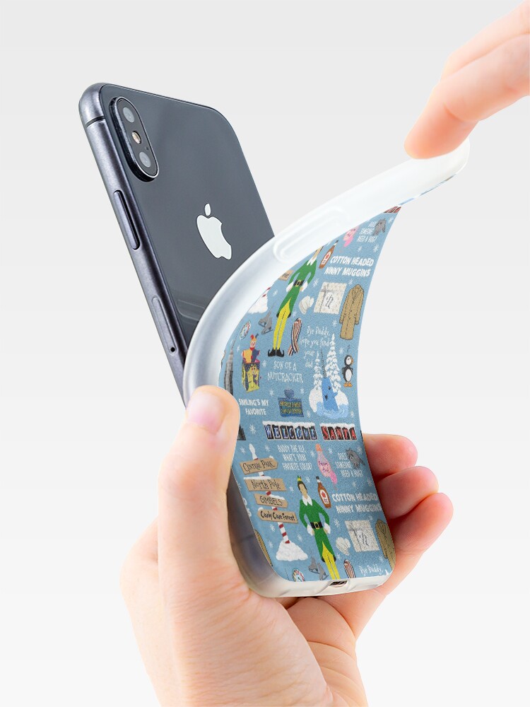 Alternate view of Buddy the Elf collage, Blue background iPhone Case & Cover