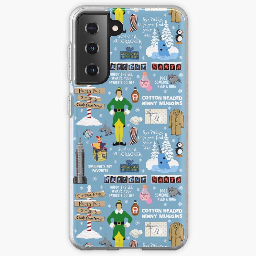 Buddy the Elf collage, Blue background Samsung Galaxy Phone Case