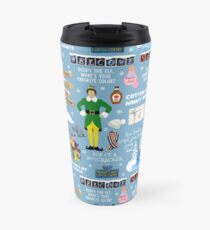 Buddy the Elf collage, Blue background Travel Mug