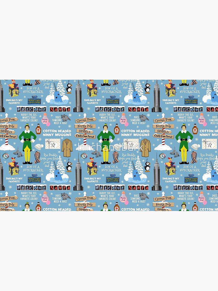 Buddy the Elf collage, Blue background by birchandbark