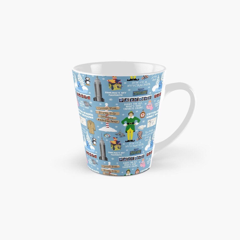Buddy the Elf collage, Blue background Mug