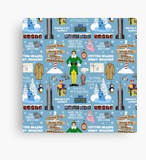 Buddy the Elf collage, Blue background Canvas Print
