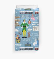 Buddy the Elf collage, Blue background Duvet Cover