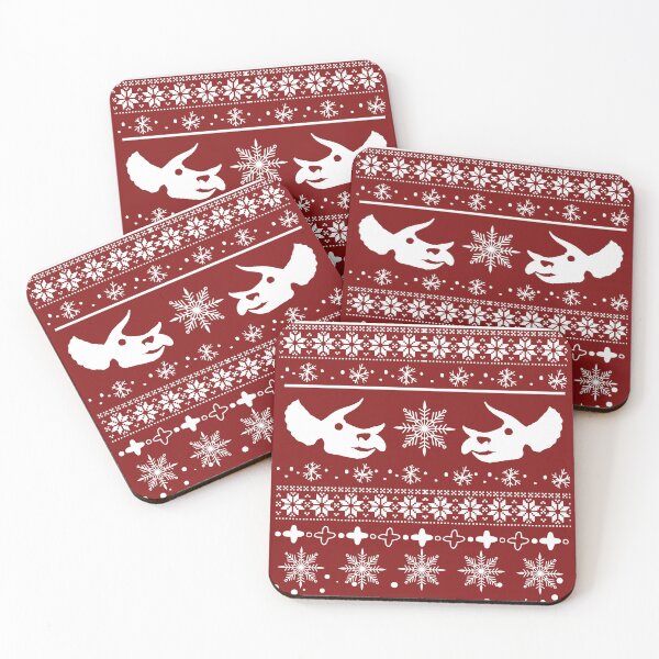 Item preview, Dinosaur Skill, Triceratops, Christmas Winter Pattern, Snowflakes, Red designed and sold by iHeartDinosaurs.