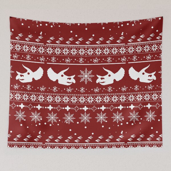 Item preview, Dinosaur Skill, Triceratops, Christmas Winter Pattern, Snowflakes, Red designed and sold by iHeartDinosaurs.