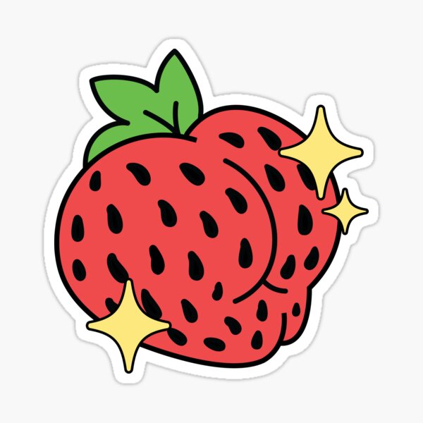 Red Strawbooty with Black Seeds Sticker
