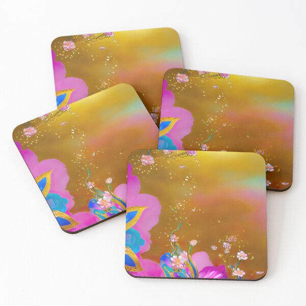 Artikelvorschau, Perlmuttfarbene rosa Goldblumen entworfen und verkauft von @adorcharm Modern & Classic AI Art.