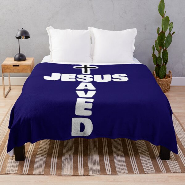 Item preview, Jesus Savd Words and Cross Symbol BLU designed and sold by Rowena Jones.