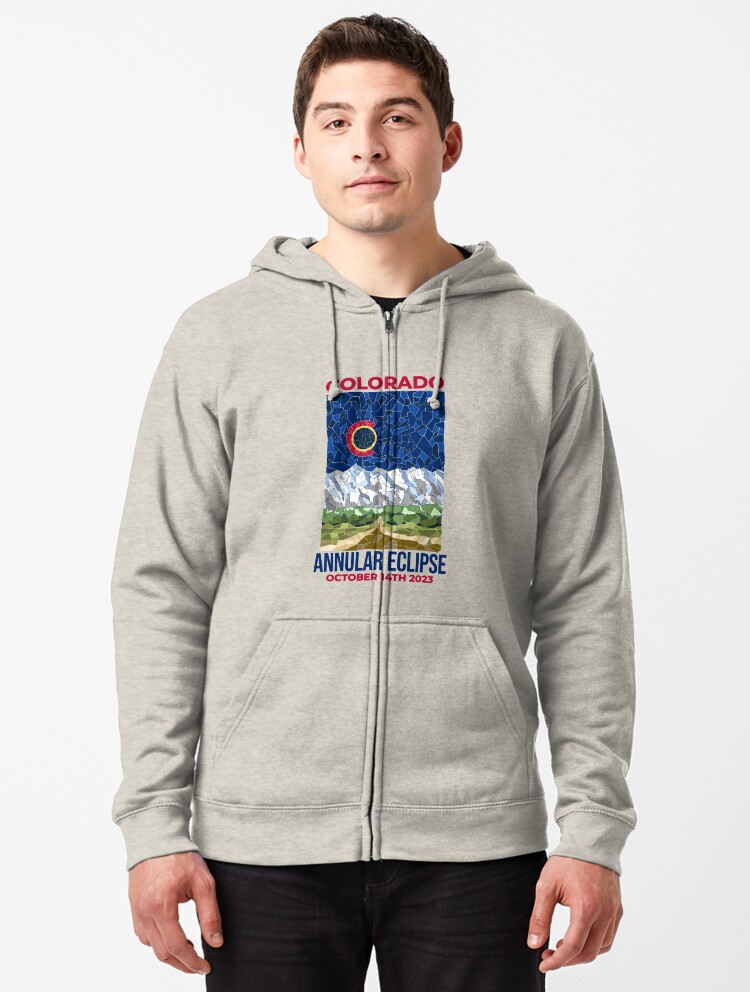 Thumbnail 1 of 5, Zipped Hoodie, Colorado Annular Eclipse 2023 designed and sold by Eclipse2024.