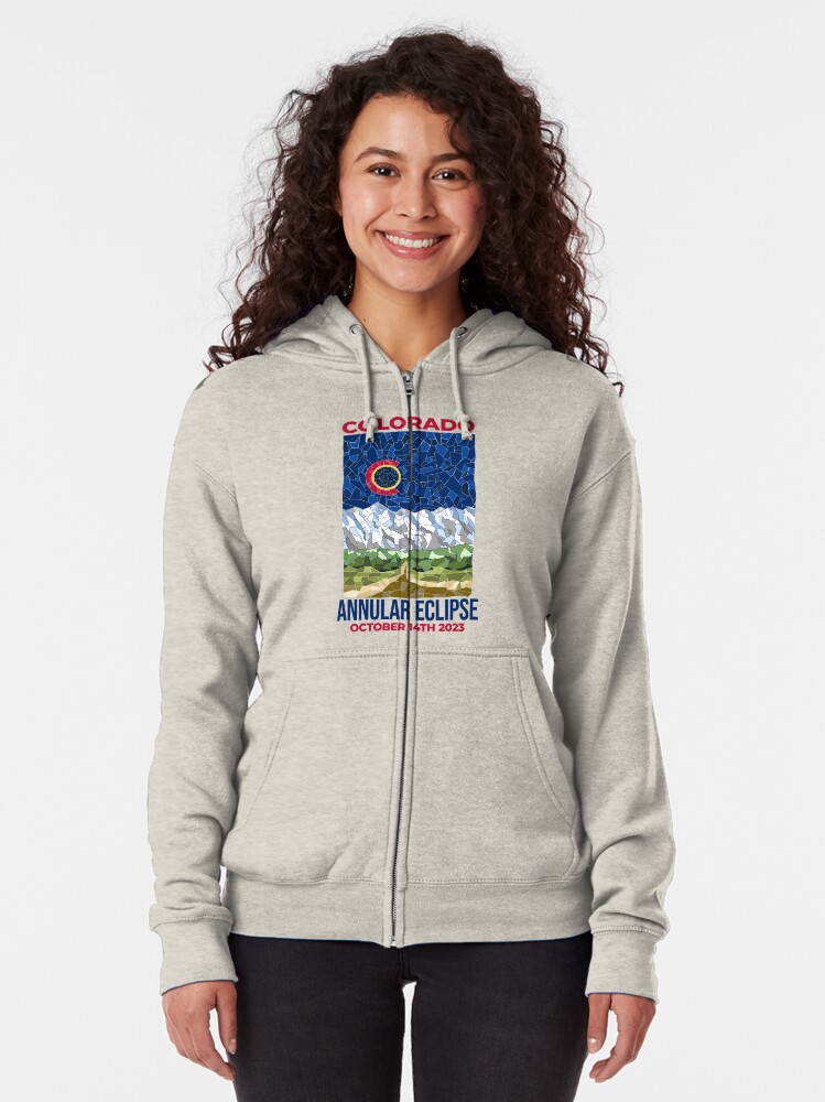 Thumbnail 2 of 5, Zipped Hoodie, Colorado Annular Eclipse 2023 designed and sold by Eclipse2024.