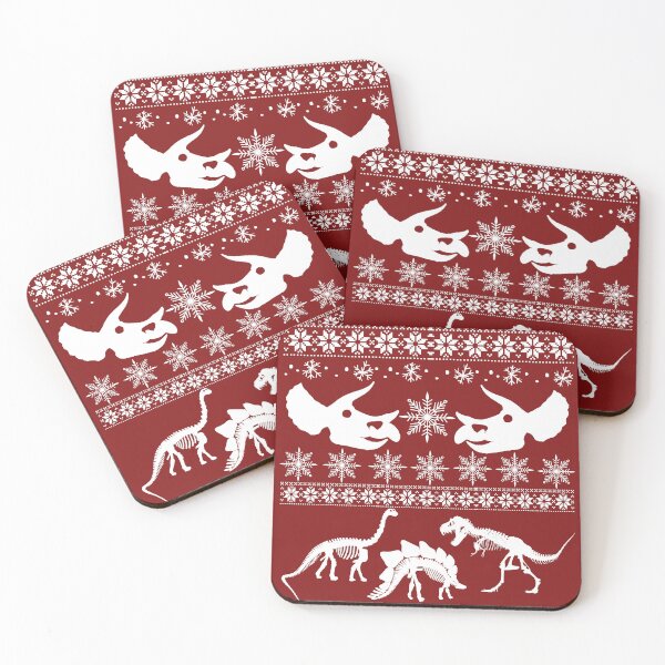 Item preview, Dinosaur Skeleton, Dino Skull, Christmas Winter Pattern, Triceratops designed and sold by iHeartDinosaurs.